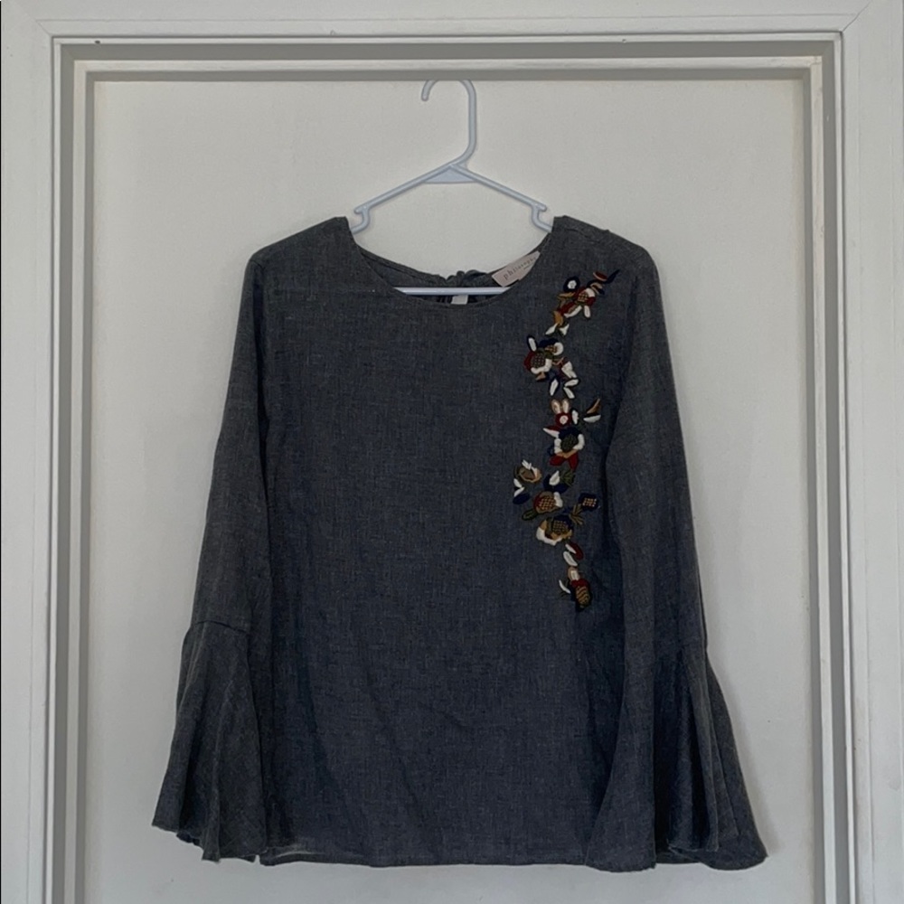 Embroidered Long Sleeve Blouse